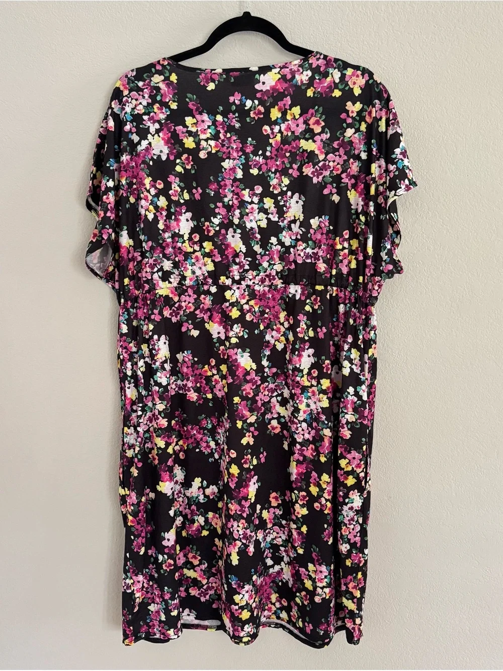Lands' End Floral Swim Cover Up Dress in Black and Pink NWT Women’s Size L